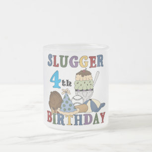 Baseball Slugger 4th Birthday Frosted Glass Coffee Mug