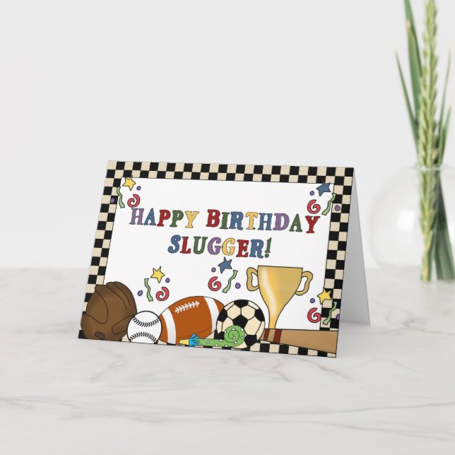 Baseball Slugger Birthday Cards (Front)