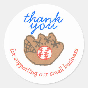 Baseball small business thank you sticker