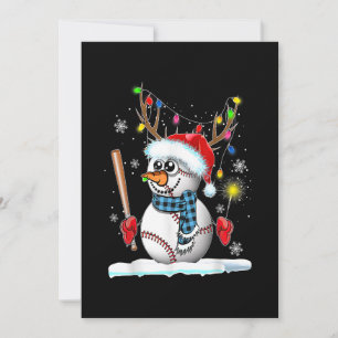 Baseball Snowman Ball Reindeer Christmas Lights Fu Holiday Card