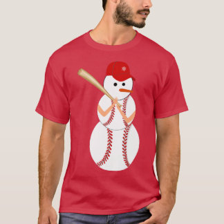Baseball Snowman Balls Snow Christmas Xmas for Men T-Shirt