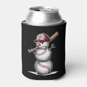 Baseball Snowman Balls Snow Christmas Xmas Gifts Can Cooler