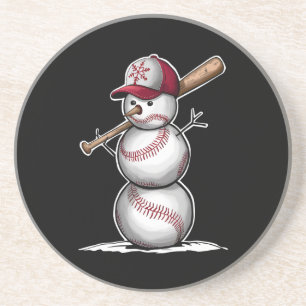 Baseball Snowman Balls Snow Christmas Xmas Gifts Coaster