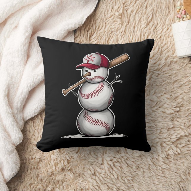 Baseball Snowman Balls Snow Christmas Xmas Gifts Cushion (Blanket)