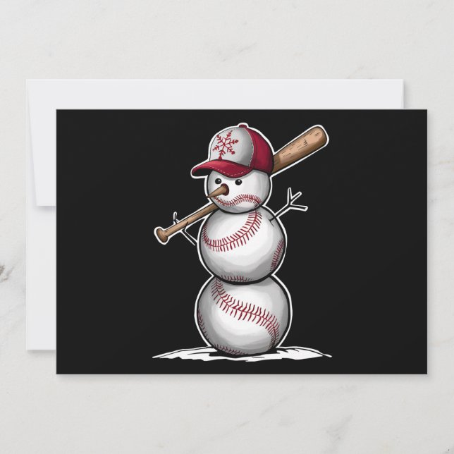 Baseball Snowman Balls Snow Christmas Xmas Gifts Holiday Card (Front)