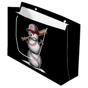 Baseball Snowman Balls Snow Christmas Xmas Gifts Large Gift Bag