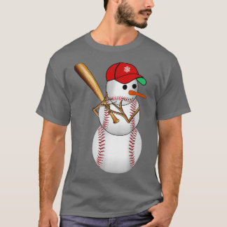 Baseball Snowman Balls Snow Christmas Xmas Gifts M T-Shirt
