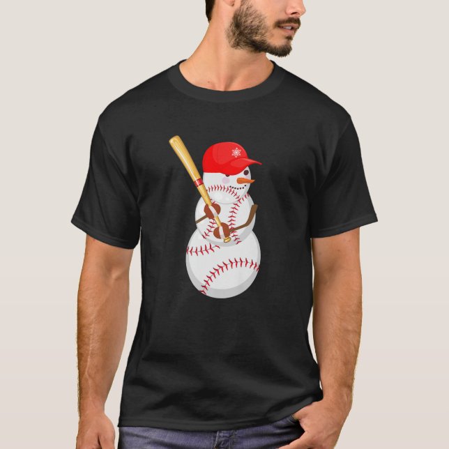 Baseball Snowman Balls Snow Christmas Xmas Gifts M T-Shirt (Front)