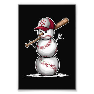 Baseball Snowman Balls Snow Christmas Xmas Gifts Photo Print