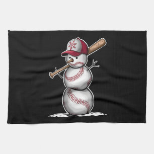 Baseball Snowman Balls Snow Christmas Xmas Gifts Tea Towel