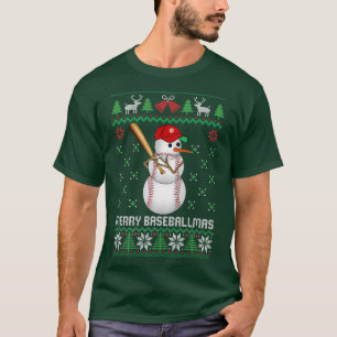 Baseball Snowman Balls Snow Ugly Christmas Sweater