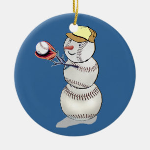 Baseball Snowman Ceramic Tree Decoration