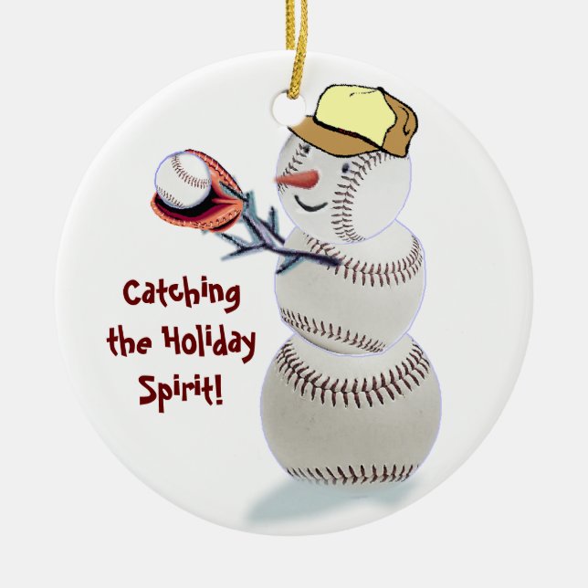 Baseball Snowman Christmas Gifts Ornament (Front)