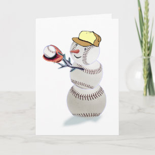 Baseball Snowman Christmas Holiday Card