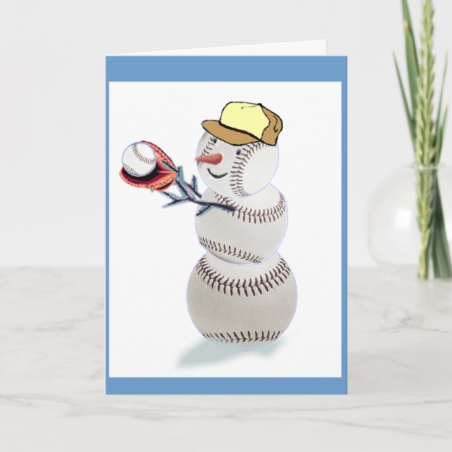 Baseball Snowman Christmas Holiday Card (Front)