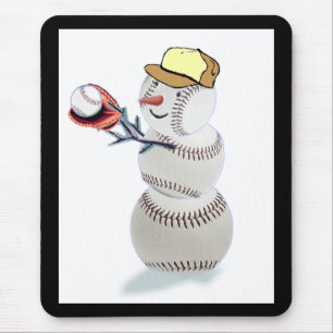 Baseball Snowman Christmas Mouse Mat