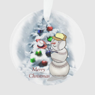 Baseball Snowman Christmas Ornament