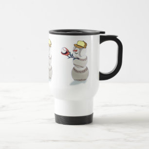 Baseball Snowman Christmas Travel Mug