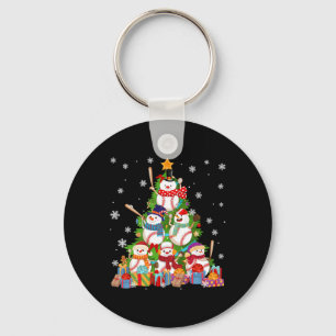 Baseball Snowman Christmas Tree Pitchers Catchers  Key Ring