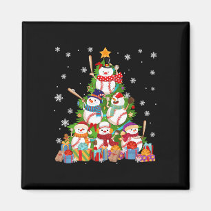 Baseball Snowman Christmas Tree Pitchers Catchers Magnet