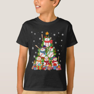 Baseball Snowman Christmas Tree Pitchers Catchers  T-Shirt
