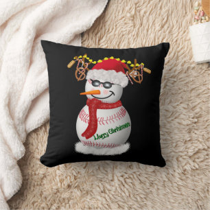 Baseball Snowman Decorated With Popular Snacks  Cushion