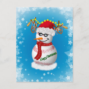 Baseball Snowman Decorated With Popular Snacks  Postcard