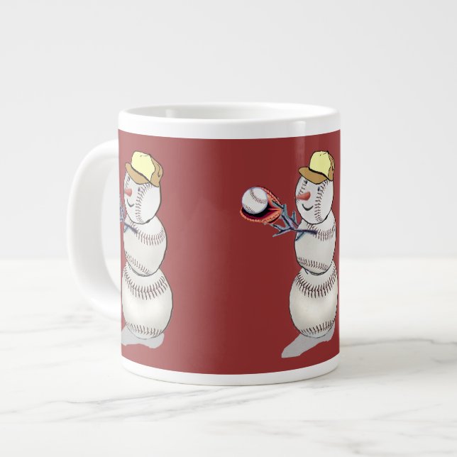 Baseball Snowman Large Coffee Mug (Front Left)
