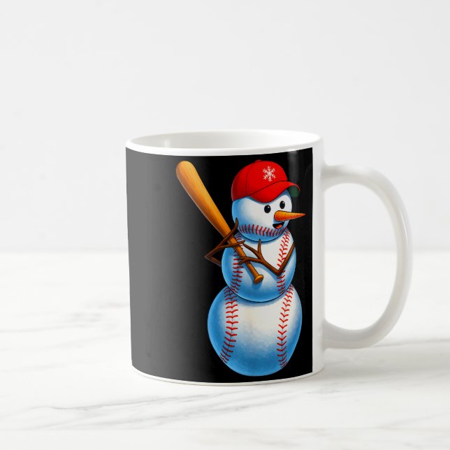 Baseball Snowman Merry Christmas Xmas Pajamas Men  Coffee Mug (Right)