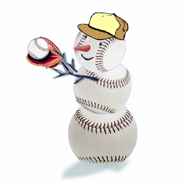 baseball snowman photo sculpture decoration (Front)