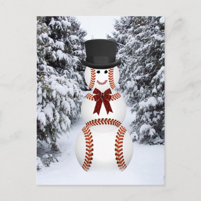 Baseball Snowman Postcard (Front)