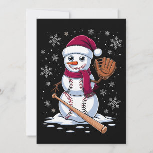 Baseball Snowman Santa Hat Glove Bat Christmas Invitation