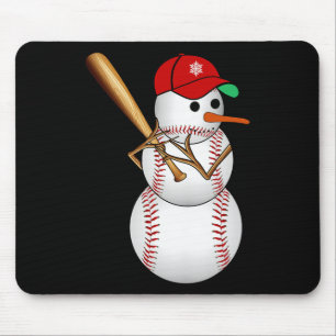 Baseball Snowman Snow Christmas Xmas Gifts Men Wom Mouse Mat
