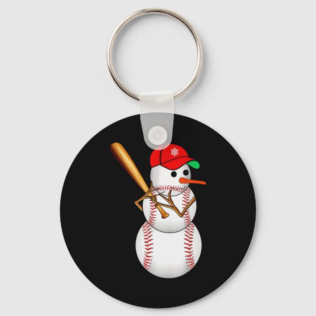 Baseball Snowman Snow Christmas Xmas Men Women  Key Ring (Front)
