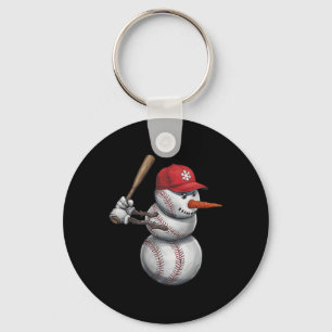 Baseball Snowman Snow Christmas Xmas Men Women Pla Key Ring