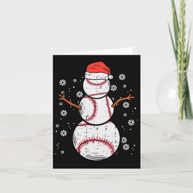Baseball Snowman Xmas Christmas Sports Boys Men Wo Card (Front)