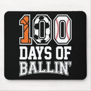 Baseball Soccer Basketball 100 Days Of School Mouse Mat