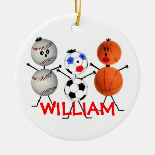 Baseball Soccer Basketball Christmas Cartoon Ceramic Tree Decoration