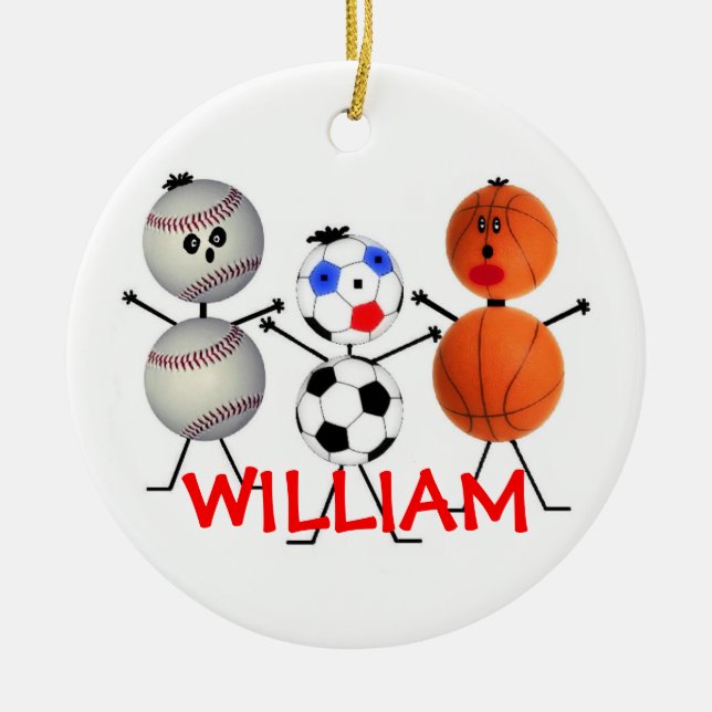 Baseball Soccer Basketball Christmas Cartoon Ceramic Tree Decoration (Front)