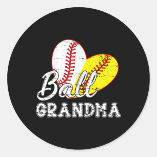 Baseball Softball Ball He Grandma Mother'S Day Classic Round Sticker