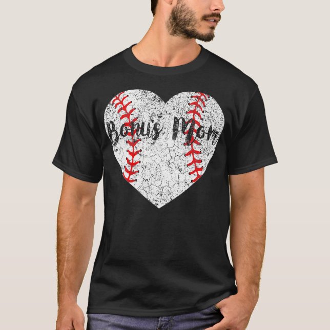 Baseball Softball Ball Heart Bonus Mum Mothers T-Shirt (Front)