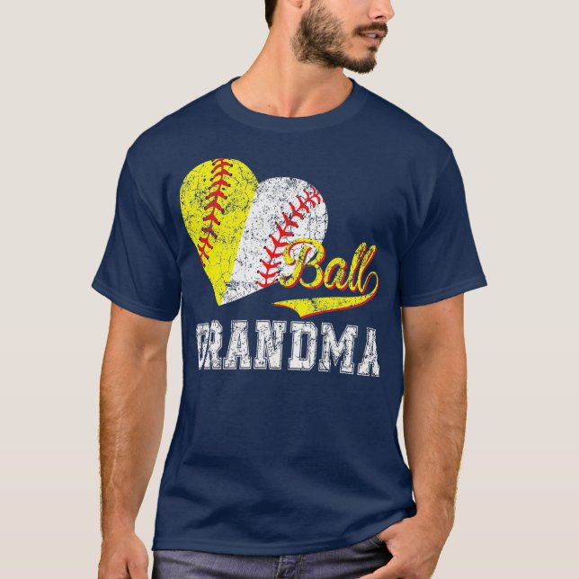 Baseball Softball Ball Heart Grandma Mothers Day T-Shirt (Front)