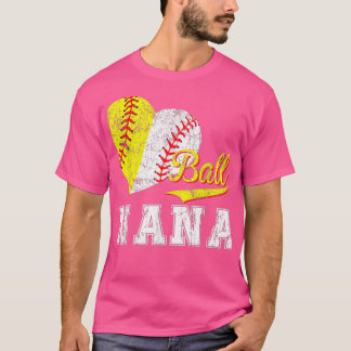 Baseball Softball Ball Heart Nana Mothers Day  T-Shirt