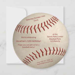 baseball softball boys girls birthday party announcement