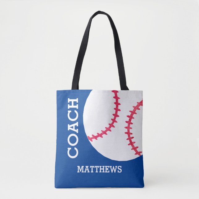 Baseball Softball Coach Personalised Sports Tote Bag (Front)