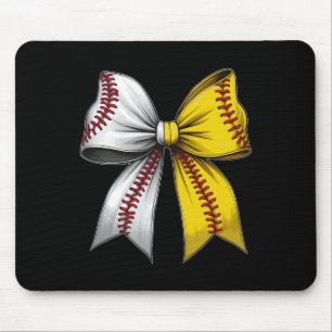 Baseball Softball Coquette Bow Game Day Heart Love Mouse Mat