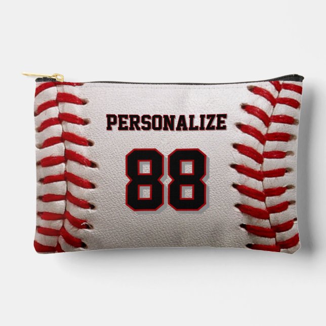 Baseball Softball Custom Name and Number Accessory Pouch (Front)