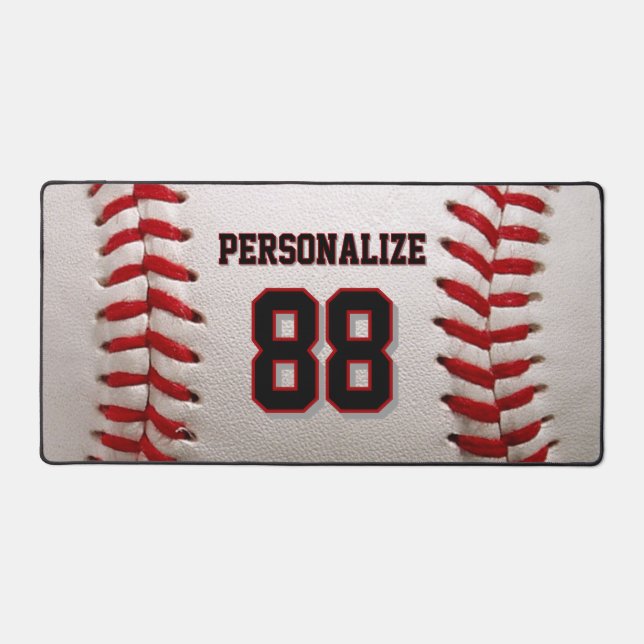 Baseball Softball Custom Name and Number Desk Mat (Front)