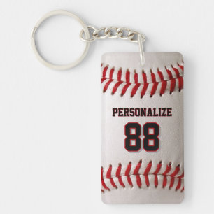 Baseball Softball Custom Name and Number Key Ring