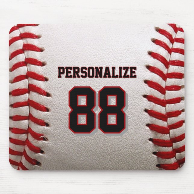 Baseball Softball Custom Name and Number Mouse Mat (Front)